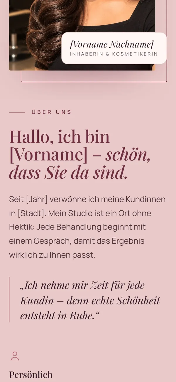 Studio Rosalie website concept — mobile view